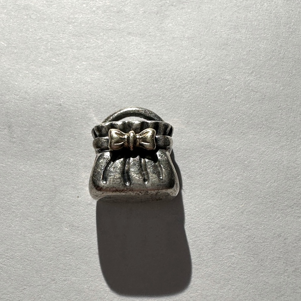 Authentic Pandora Bow Purse Charm Pandora Bag Charm Two Tone Retired